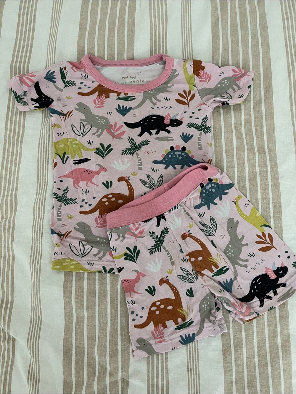 Little Sleepies Pink Dinosaur Short Pajama Set